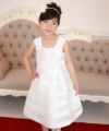 子供服 女の子 チュールタックドレス オフホワイト(11) モデル画像アップ