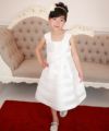 子供服 女の子 チュールタックドレス オフホワイト(11) モデル画像全身