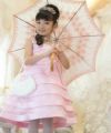 子供服 女の子 チュールタックドレス ピンク(02) モデル画像アップ