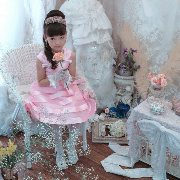 子供服 女の子 チュールタックドレス ピンク(02) モデル画像2