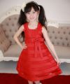 子供服 女の子 チュールタックドレス レッド(03) モデル画像アップ