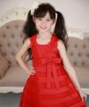 子供服 女の子 チュールタックドレス レッド(03) モデル画像1