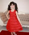 子供服 女の子 チュールタックドレス レッド(03) モデル画像2