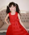 子供服 女の子 チュールタックドレス レッド(03) モデル画像3