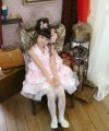 ベビー服 女の子 リボンつきチュールフリルAラインドレス ピンク(02) モデル画像1