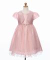 ベビー服 女の子 お花モチーフ付き重ね着風チュールドレス ピンク(02) トルソー正面