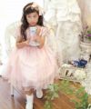 ベビー服 女の子 お花モチーフ付き重ね着風チュールドレス ピンク(02) モデル画像4