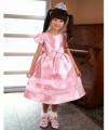 子供服 女の子 ラインストーンリボン付きチュールライン入りドレス ピンク(02) モデル画像全身