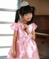 子供服 女の子 ラインストーンリボン付きチュールライン入りドレス ピンク(02) モデル画像2