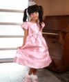 子供服 女の子 ラインストーンリボン付きチュールライン入りドレス ピンク(02) モデル画像4
