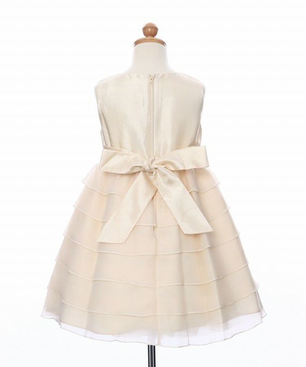 子供服 女の子 オーガンジーフリルリボン付きドレス オフホワイト(11) トルソー背面