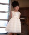 子供服 女の子 オーガンジーフリルリボン付きドレス オフホワイト(11) モデル画像1