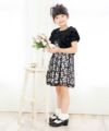 子供服 女の子 日本製お花レース 切替え ワンピース ブラック(00) モデル画像4