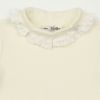 子供服 女の子 綿100％リブレース＆リボン付きタートルネックインナーTシャツ オフホワイト(11) デザインポイント1