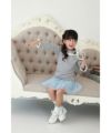 子供服 女の子 綿100％リブレース＆リボン付きタートルネックインナーTシャツ 杢ｸﾞﾚｰ(92) モデル画像1