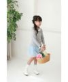 子供服 女の子 綿100％リブレース＆リボン付きタートルネックインナーTシャツ 杢ｸﾞﾚｰ(92) モデル画像2