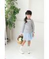 子供服 女の子 綿100％リブレース＆リボン付きタートルネックインナーTシャツ 杢ｸﾞﾚｰ(92) モデル画像3