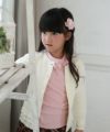 子供服 女の子 ハイネックＴシャツ 長袖 切替パフ袖 ピンク(02) モデル画像1