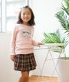 子供服 女の子 Ｔシャツ 長袖 レースバレエプリント ピンク(02) モデル画像全身