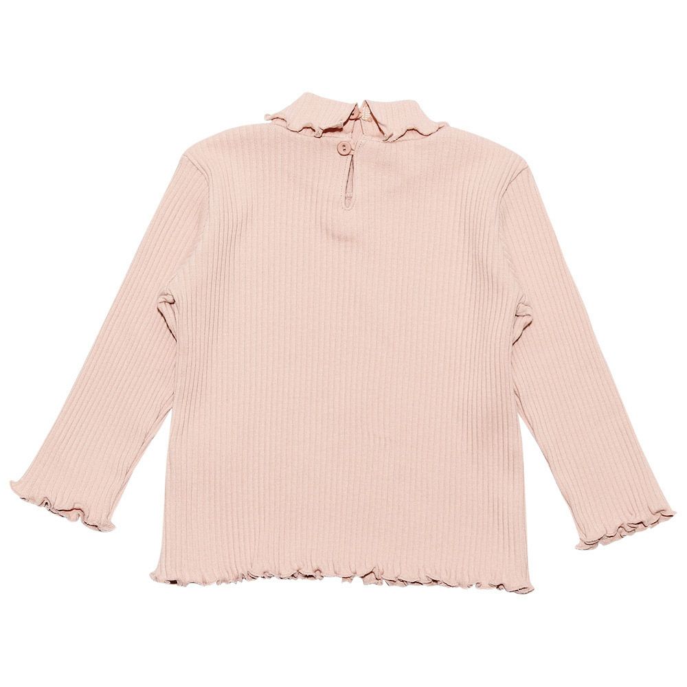 ベビー服 女の子 日本製綿100％リブタートルインナー ピンク(02) 背面