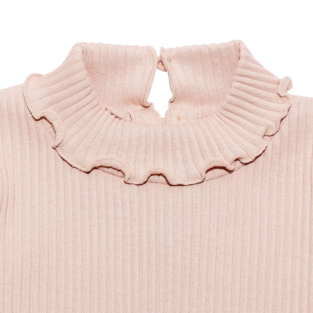 ベビー服 女の子 日本製綿100％リブタートルインナー ピンク(02) デザインポイント1