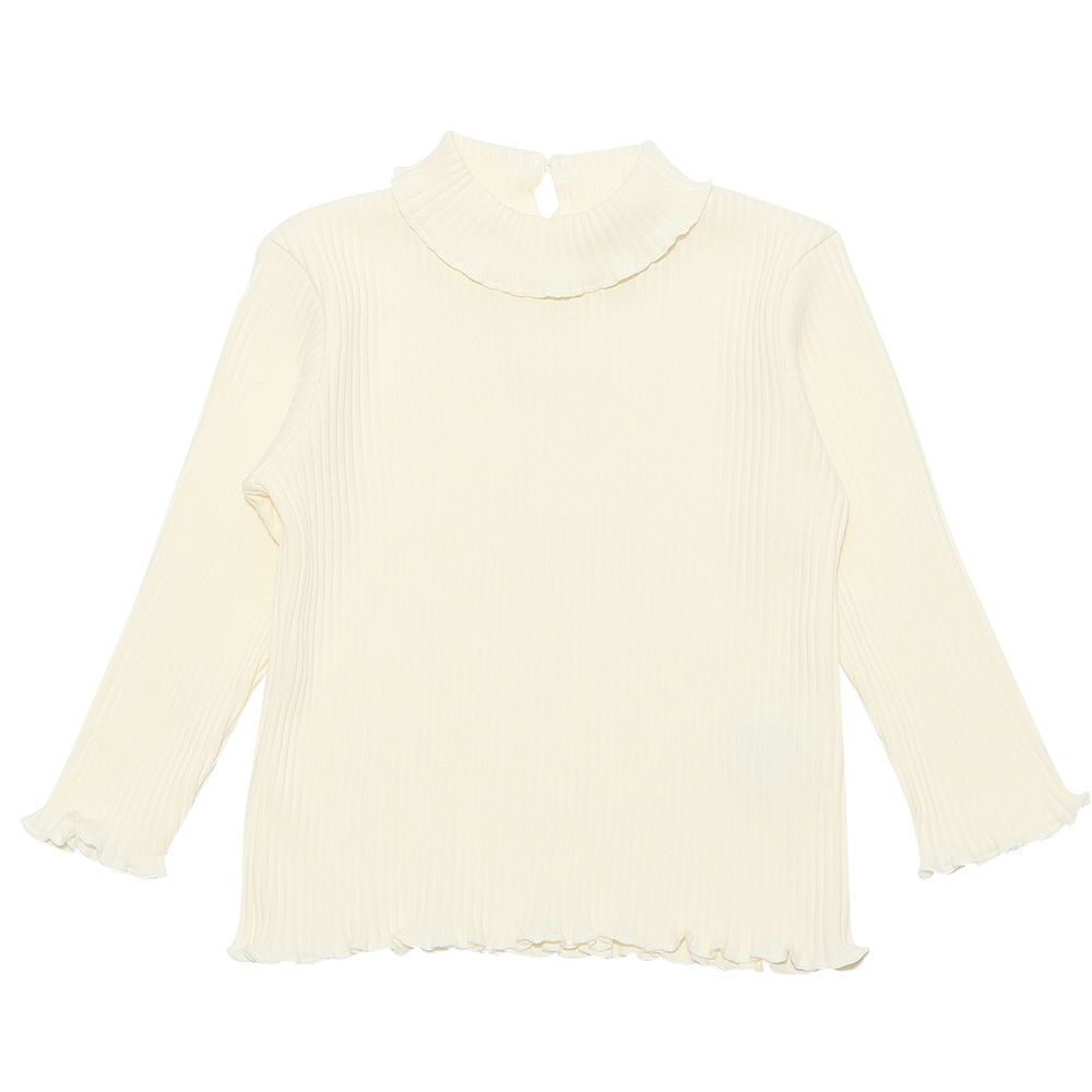ベビー服 女の子 日本製綿100％リブタートルインナー オフホワイト(11) 正面