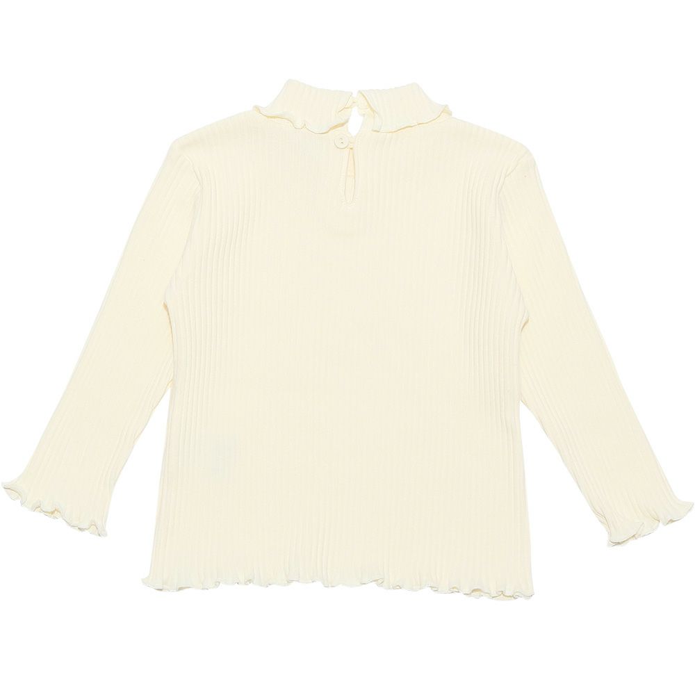 ベビー服 女の子 日本製綿100％リブタートルインナー オフホワイト(11) 背面
