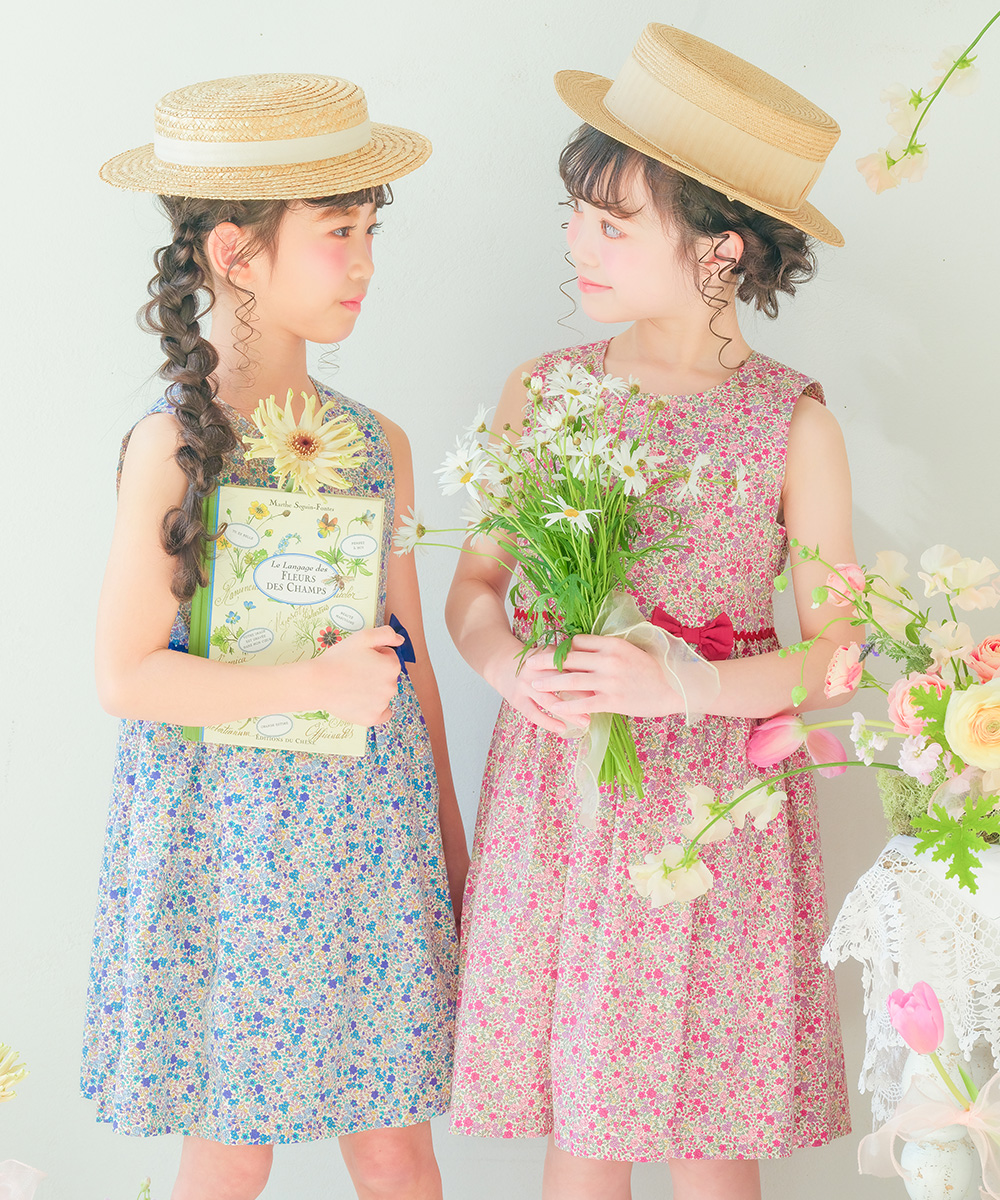 子供服 女の子 綿100％ 小花柄　ギャザー入り 日本製 