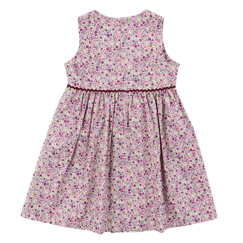 子供服 女の子 綿100％ 小花柄　ギャザー入り 日本製 ピンク(02) 背面