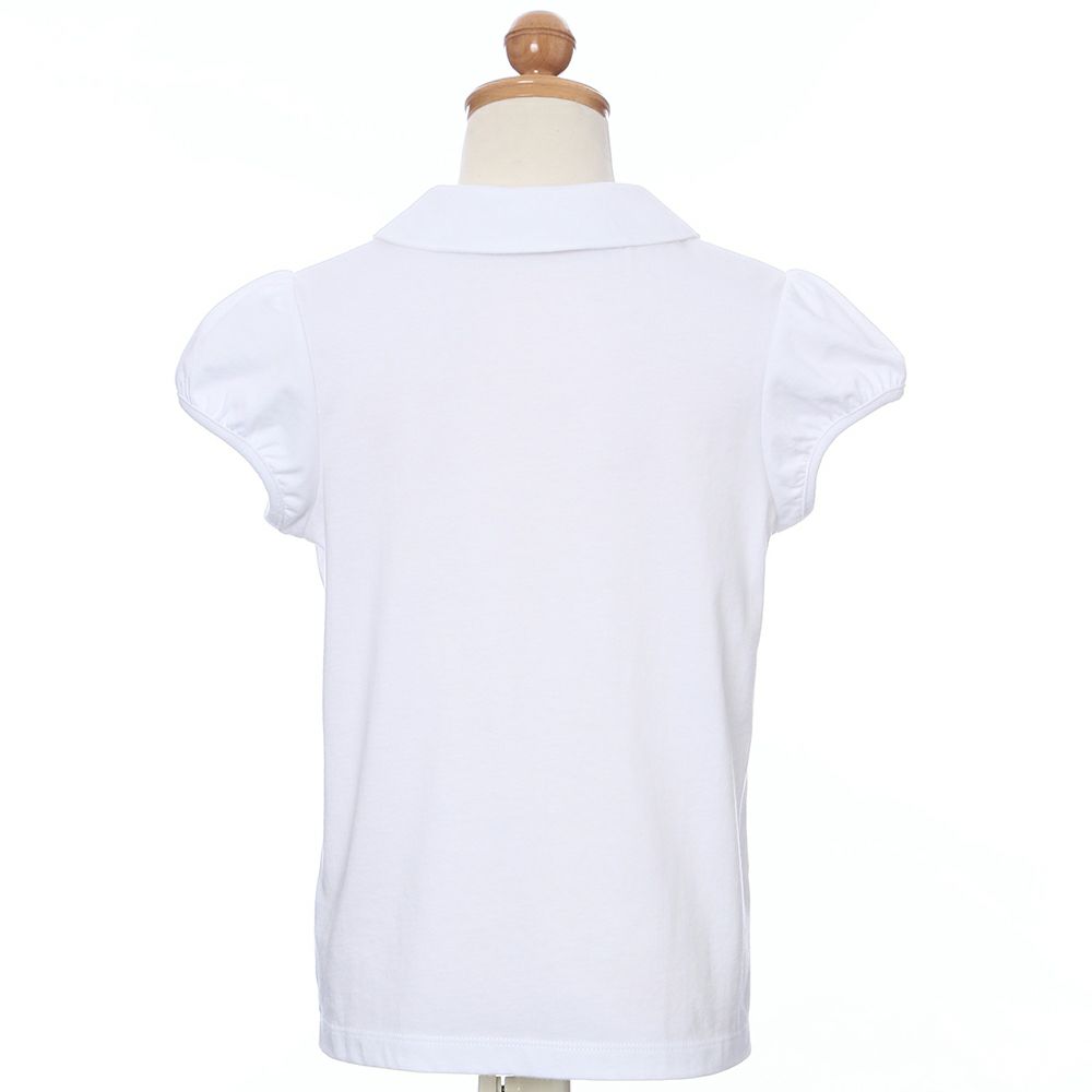 子供服 女の子 綿100％フリル使いリボンつき ホワイト(01) トルソー背面