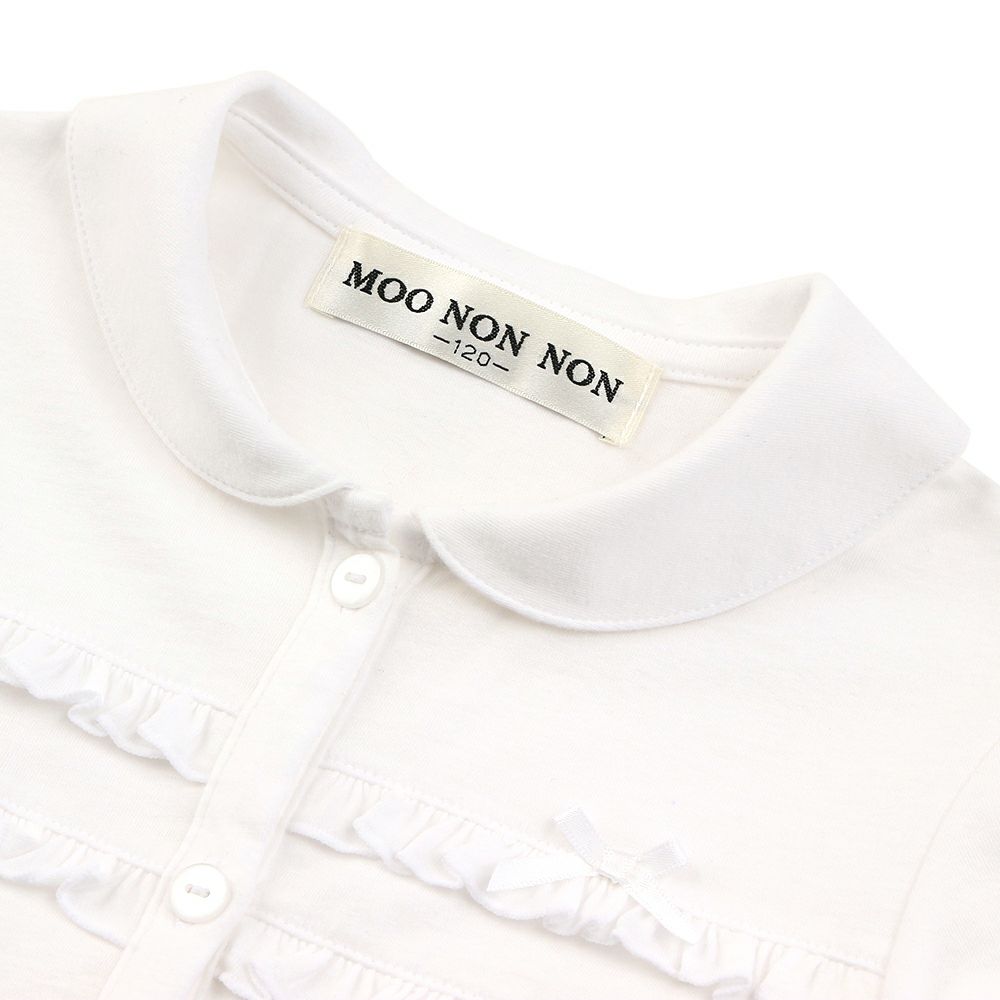 子供服 女の子 綿100％フリル使いリボンつき ホワイト(01) デザインポイント2