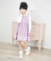 子供服 女の子 日本製ライン入り リボンつきワンピース ピンク(02) モデル画像3