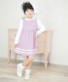 子供服 女の子 日本製ライン入り リボンつきワンピース ピンク(02) モデル画像4