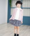 子供服 女の子 リボン付きフリルリブ素材 ピンク(02) モデル画像全身