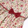 子供服 女の子 日本製 綿100％ 小花柄　ギャザー入り　リボン付き ピンク(02) デザインポイント1