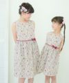 子供服 女の子 日本製 綿100％ 小花柄　ギャザー入り　リボン付き ピンク(02) モデル画像3