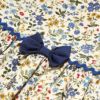 子供服 女の子 日本製 綿100％ 小花柄　ギャザー入り　リボン付き ブルー(61) デザインポイント1