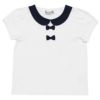 子供服 女の子 綿100％リボン＆丸襟つきTシャツ オフホワイト(11) 正面