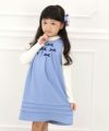 子供服 女の子 ダブルニット素材リボン付きワンピース ブルー(61) モデル画像2