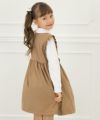 子供服 女の子 日本製フリル＆リボンつきギャザーワンピース キャメル(53) モデル画像3
