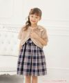 子供服 女の子 日本製チェック柄リボン付きワンピース ネイビー(06) モデル画像3
