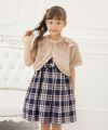 子供服 女の子 日本製チェック柄リボン付きワンピース ネイビー(06) モデル画像4
