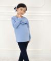 子供服 女の子 普段着　通学着　裏毛　フリル＆リボン付きシンプルデザイン ブルー(61) モデル画像4