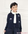 子供服 女の子 普段着　通学着　音符モチーフ＆リボン付きダブルニット素材 ネイビー(06) モデル画像アップ