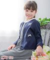 子供服 女の子 普段着　通学着　音符モチーフ＆リボン付きダブルニット素材 ネイビー(06) モデル画像2