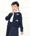 子供服 女の子 普段着　通学着　音符モチーフ＆リボン付きダブルニット素材 ネイビー(06) モデル画像4