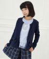 子供服 女の子 普段着　通学着　裏毛　リボン＆フリルつきジップアップ ネイビー(06) モデル画像2