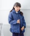 子供服 女の子 バルーン裾中綿入りボタンコート ネイビー(06) モデル画像2