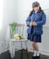 子供服 女の子 バルーン裾中綿入りボタンコート ネイビー(06) モデル画像3