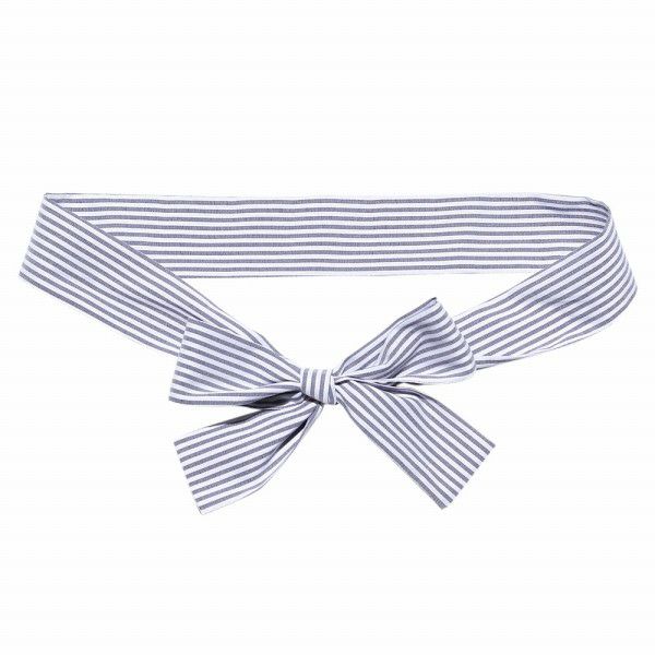 子供服 女の子 ボーダー柄リボンつきカラーツイルスカート ネイビー(06) デザインポイント2